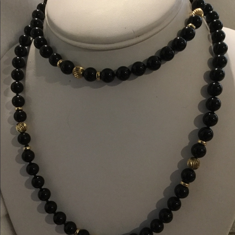 Black Onyx and Gold Bead necklace
